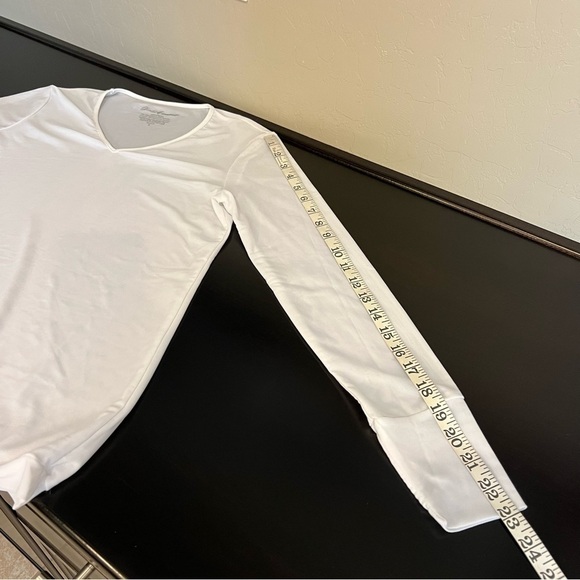 Denise Cronwall double layer mesh top, white, long sleeve, V neck, size S, NWOT - Picture 8 of 9